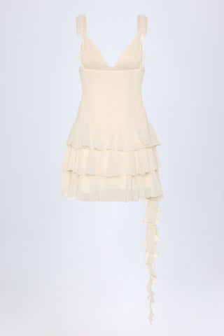 Lace Up Corset Ruffle Mini Dress