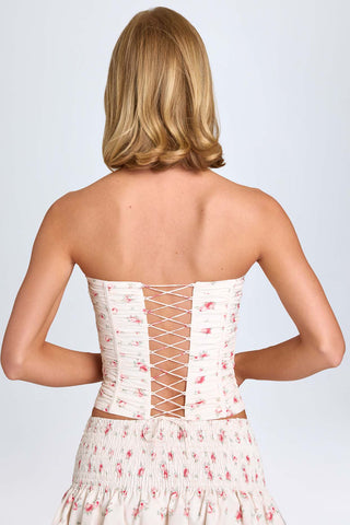 Ruched Lace Up Corset Top