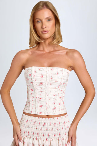 Ruched Lace Up Corset Top