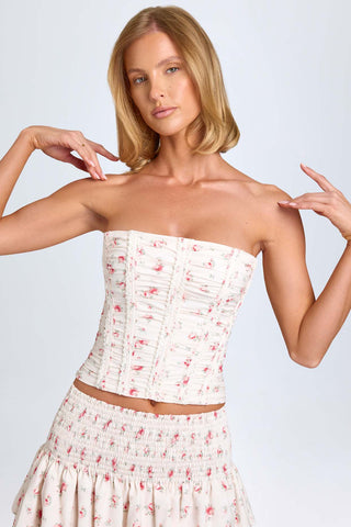 Ruched Lace Up Corset Top