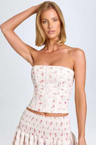 Ruched Lace Up Corset Top