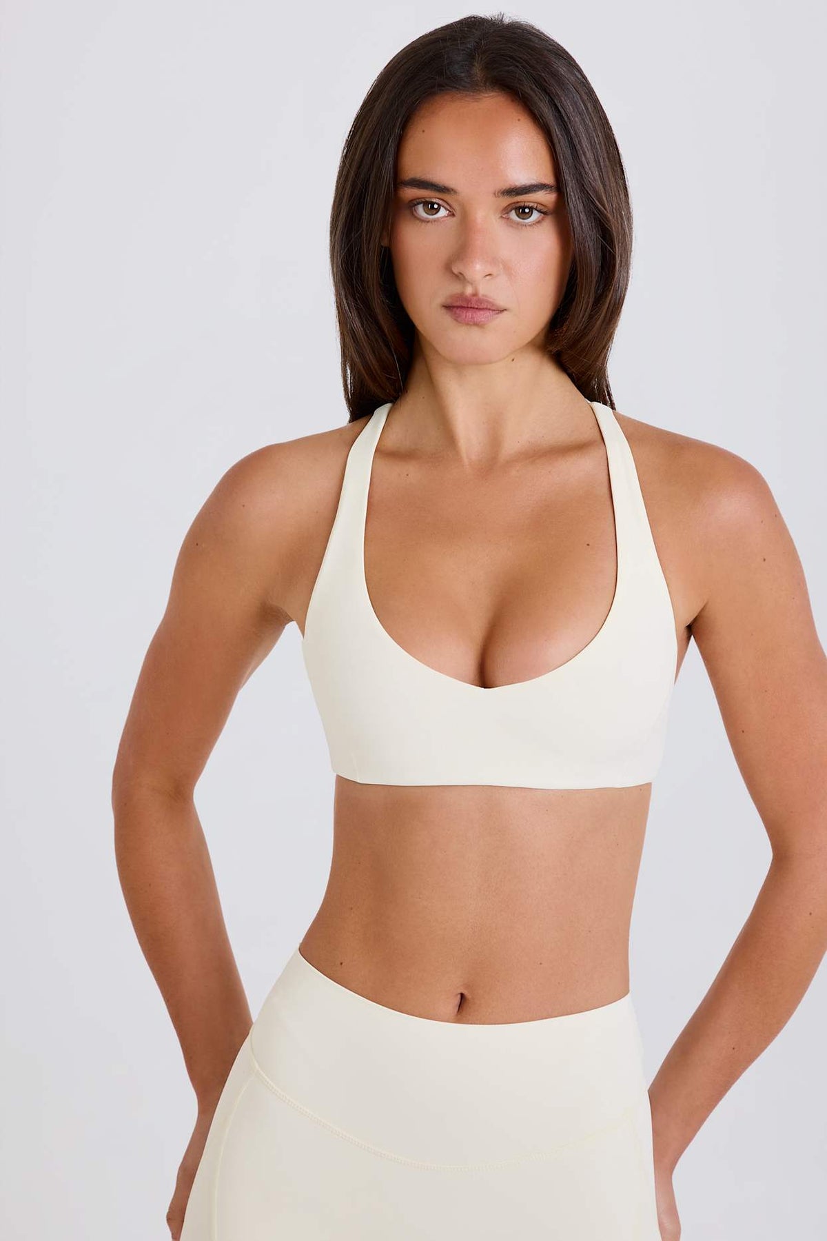 V Neck Cross Back Sports Bra