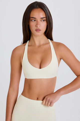 V Neck Cross Back Sports Bra
