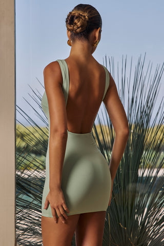 Draped Open Back Mini Dress