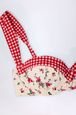 Floral Check Balconette Bikini Top