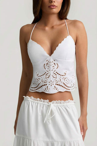 Cutwork Backless Cotton Camisole Top