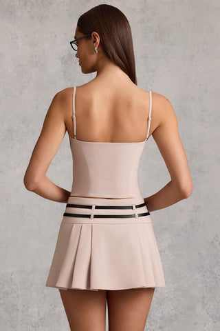 Belted Pleated Mini Skirt