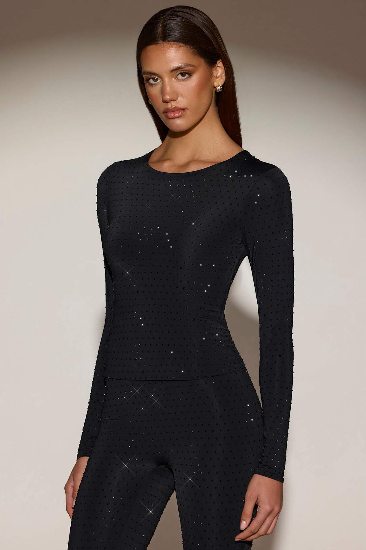 Embellished Long Sleeve Sparkle Top