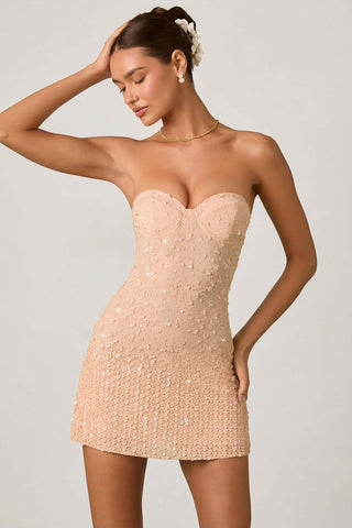 Embellished Sweetheart Neckline Mini Dress