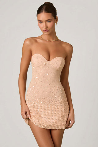 Embellished Sweetheart Neckline Mini Dress