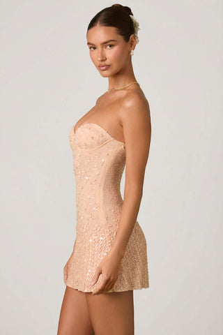 Embellished Sweetheart Neckline Mini Dress