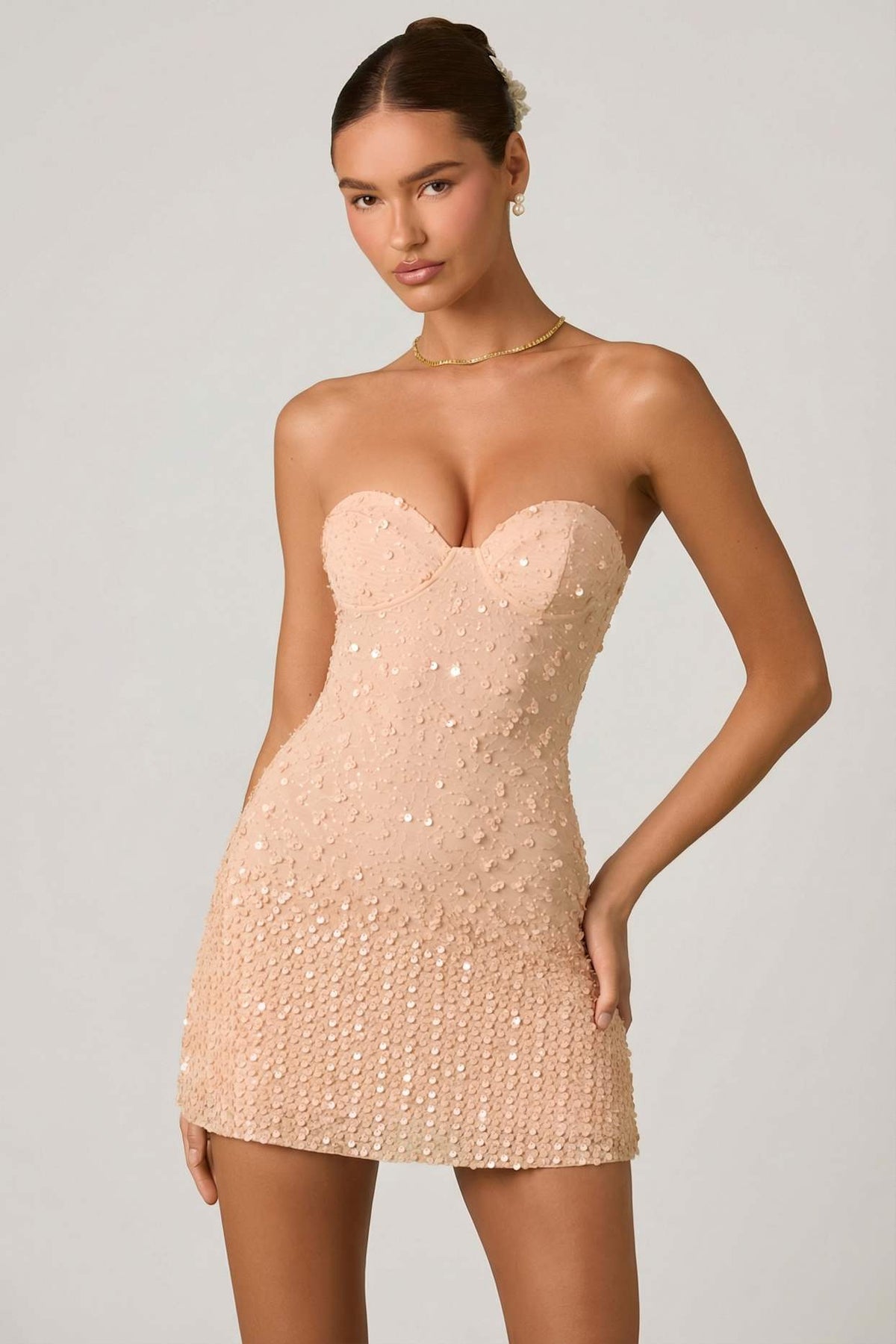Embellished Sweetheart Neckline Mini Dress
