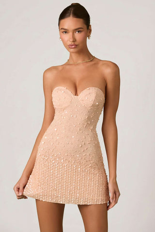 Embellished Sweetheart Neckline Mini Dress