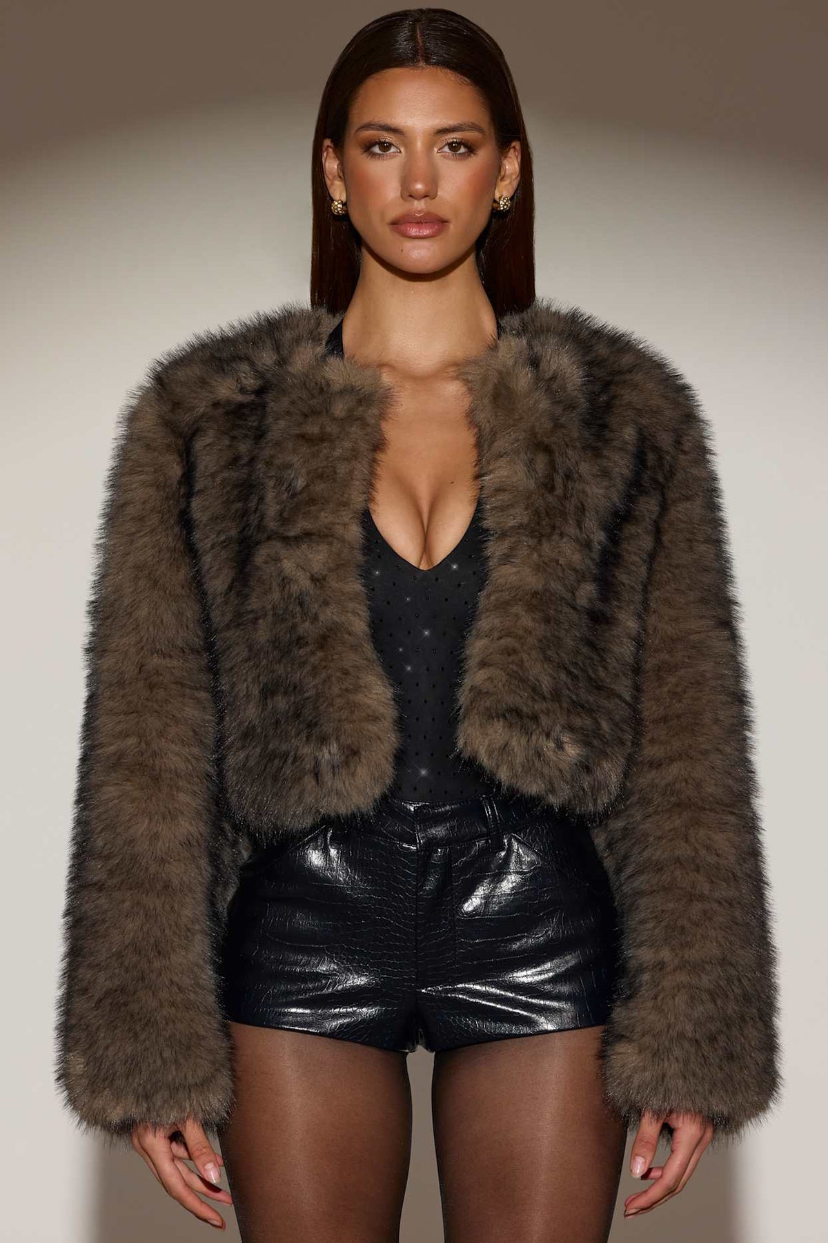 Cropped Faux Fur Jacket