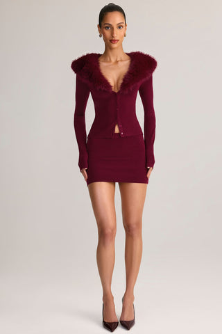 Faux Fur Trim Cardigan