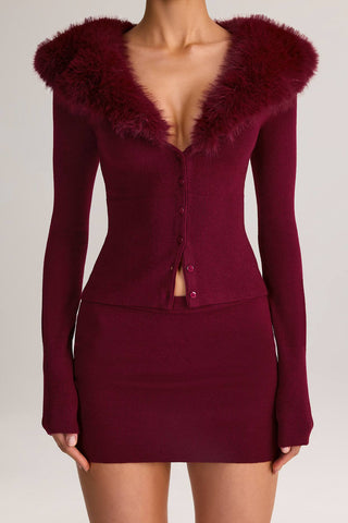 Faux Fur Trim Cardigan