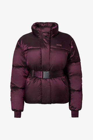 Belted Ski Jacket Burgundy Oversized