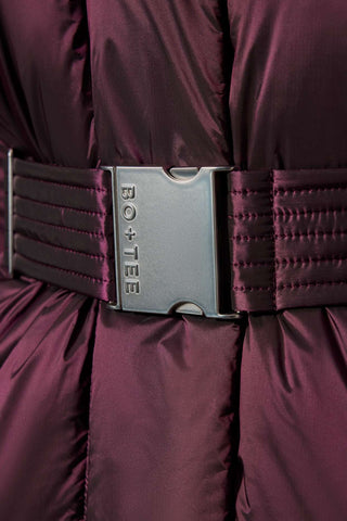Belted Ski Jacket Burgundy Oversized