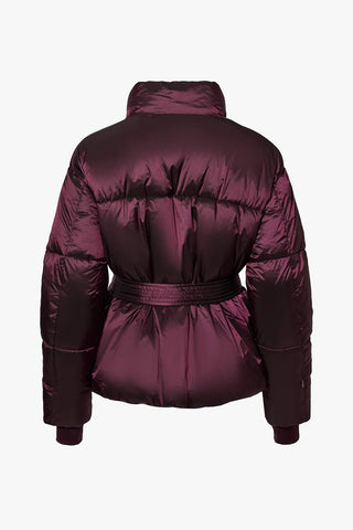 Belted Ski Jacket Burgundy Oversized
