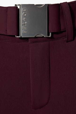 Burgundy Ski Salopettes with Belted Waist
