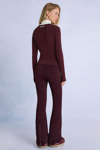 Burgundy Ski Salopettes with Belted Waist