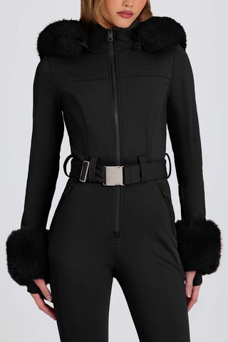 Faux Fur Hood Ski Suit