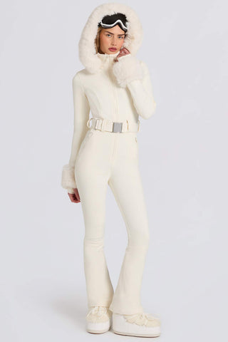Fitted Ski Suit with Faux Fur Hood