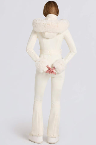 Fitted Ski Suit with Faux Fur Hood