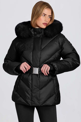 Black Faux Fur Hood Ski Jacket