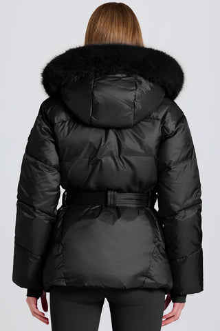 Black Faux Fur Hood Ski Jacket