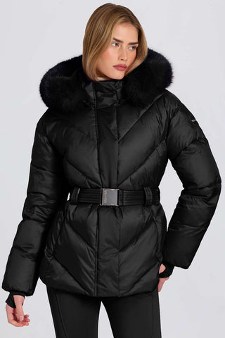Black Faux Fur Hood Ski Jacket