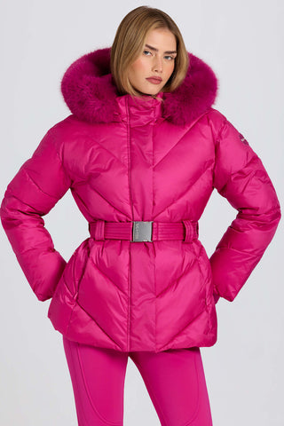 Pink Faux Fur Hood Ski Jacket