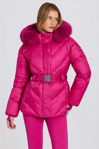 Pink Faux Fur Hood Ski Jacket