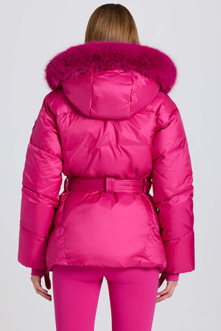 Pink Faux Fur Hood Ski Jacket