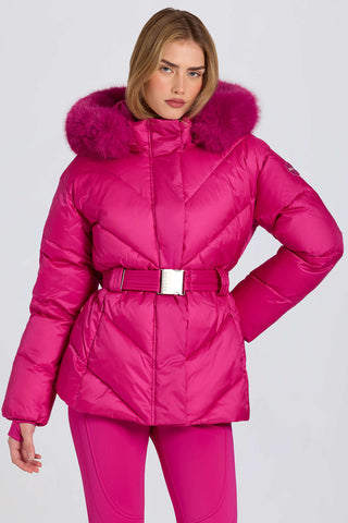Pink Faux Fur Hood Ski Jacket
