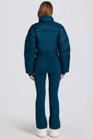 Teal Ski Suit with Belted Waist