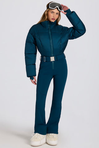Teal Ski Suit with Belted Waist