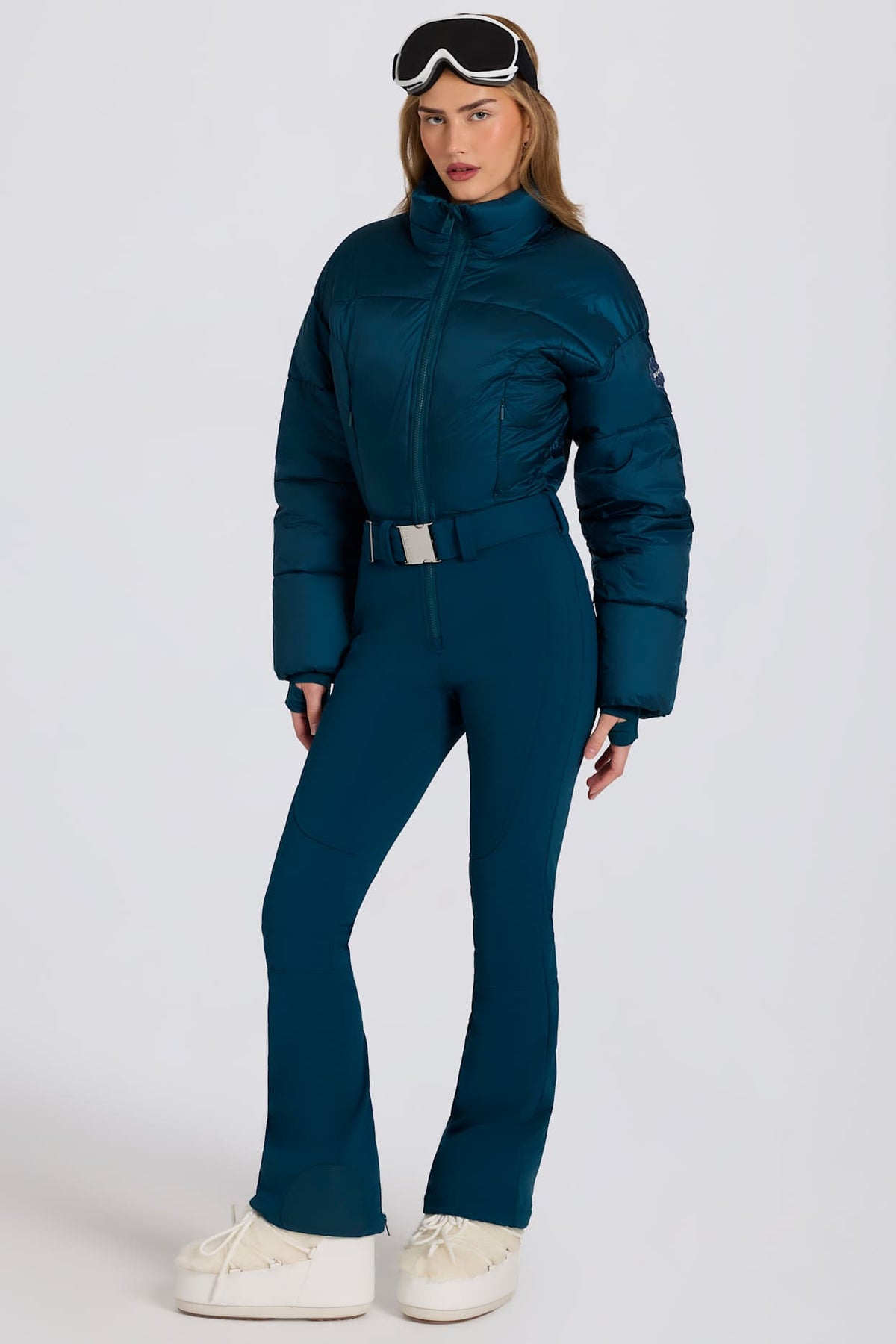 Teal Ski Suit with Belted Waist