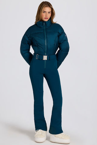 Teal Ski Suit with Belted Waist