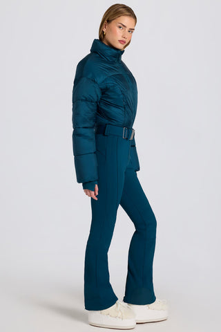 Teal Ski Suit with Belted Waist