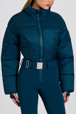 Teal Ski Suit with Belted Waist