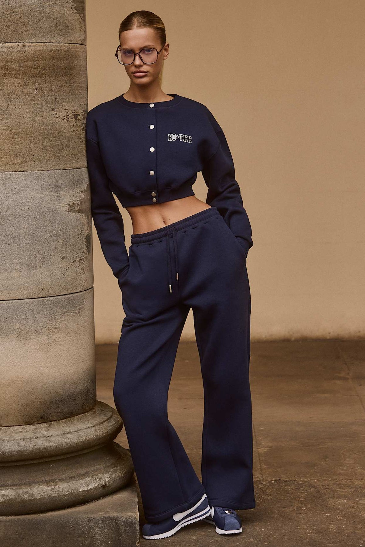 Classic Navy Wide Leg Joggers