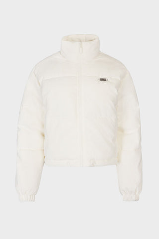 Ivory Corduroy Quilted Puffer Jacket