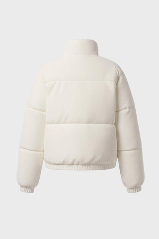 Ivory Corduroy Quilted Puffer Jacket