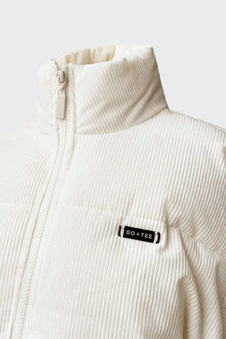 Ivory Corduroy Quilted Puffer Jacket