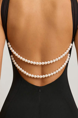 Pearl Detail Halterneck Maxi Dress