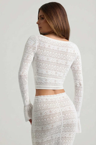 Ruffle Trim Cropped Cardigan