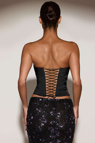 Draped Lace Up Corset Top