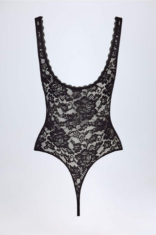 Plunge Neck Lace Bodysuit