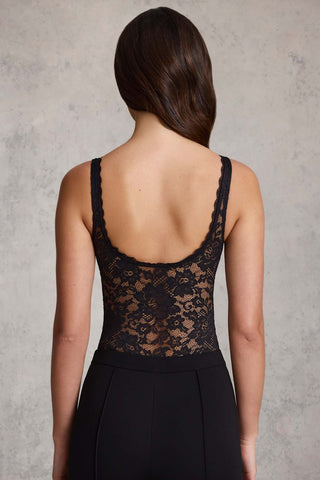 Plunge Neck Lace Bodysuit